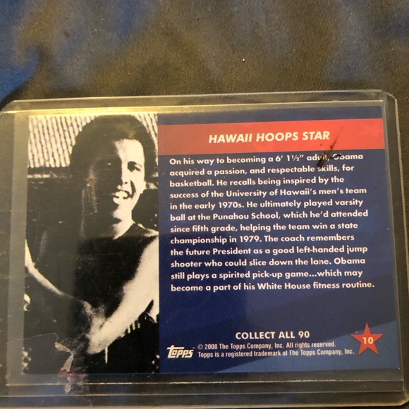Barack Obama University of Hawaii basketball card